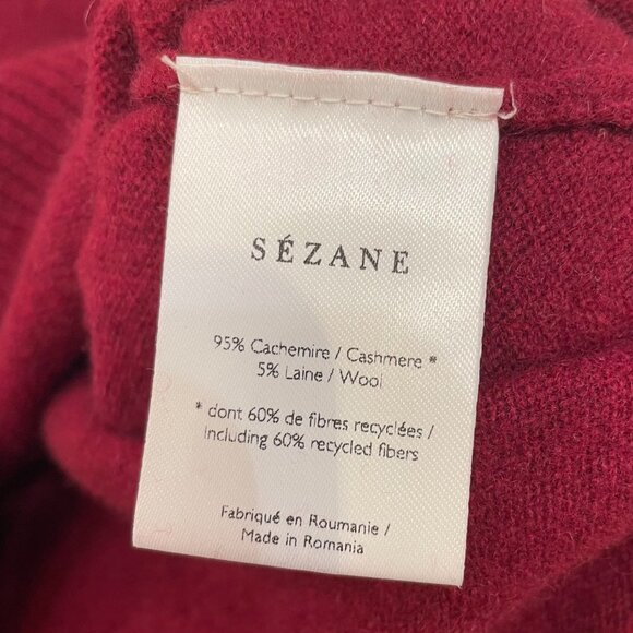 EUC Sezane Brianna Cashmere Ruffle Neck Sweater Raspberry Red Small - Picture 6 of 7